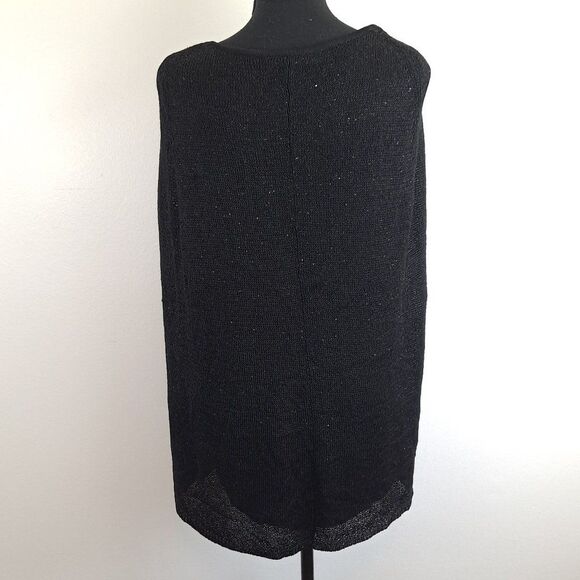 NWT Chicos Sequin Shiny Chrissy Cape Sleeveless Pullover Black Sweater - Picture 4 of 8